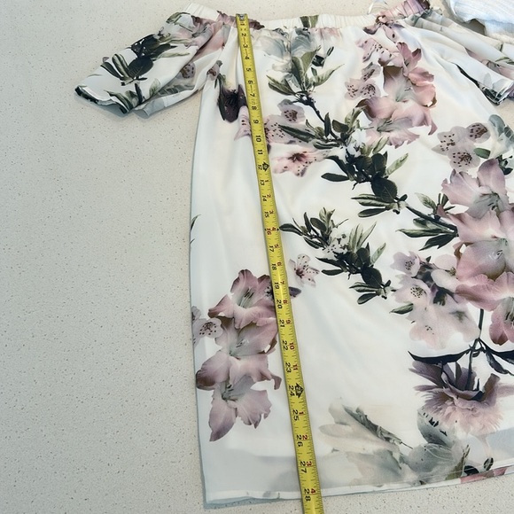 Lulu’s Dream of You Ivory Off The Shoulder Floral Mini Chiffon Shift Dress Sz XS - Picture 10 of 16
